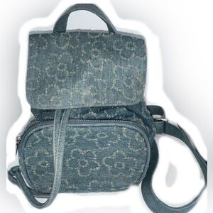 Wild Fable Blue and Cream Backpack with Vintage-Inspired Design